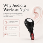 Why Audiora works at night — gentle red light near the ear